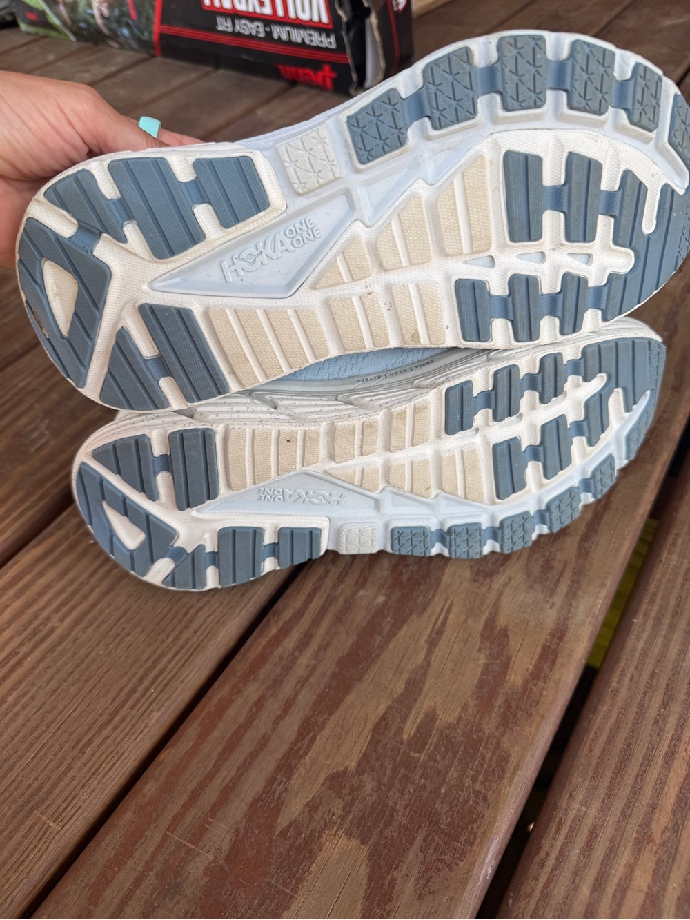 Hoka Women’s Light Blue Sneakers with Coral Logo Accents - Picture 8 of 8